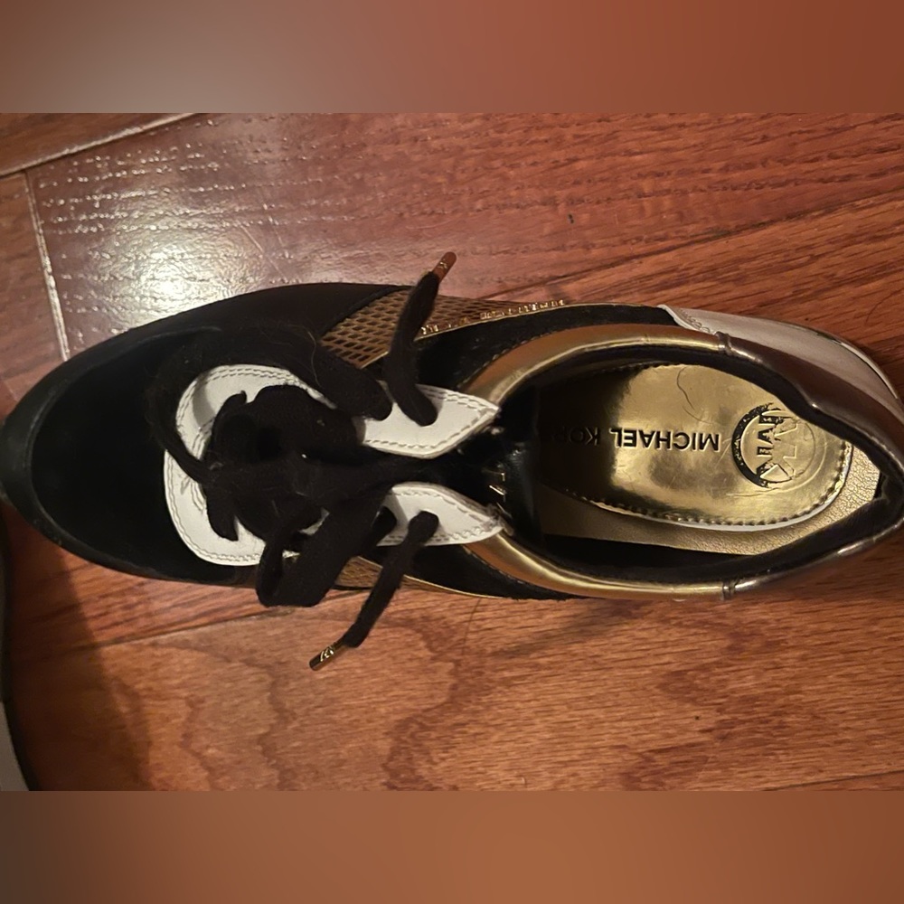 Micheal Kors Black and Gold Sneakers - Picture 4 of 6